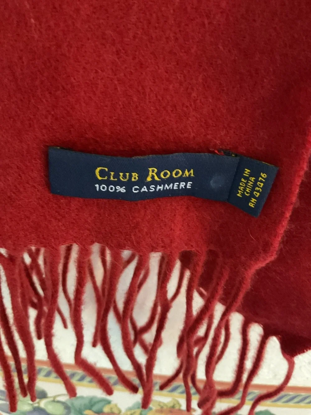 Club Room 100% Cashmere Scarf Red Soft Luxury Unisex NWT